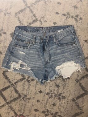 American Eagle Outfitters Light Blue Distressed Denim Cutoff Shorts